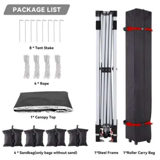 10x10 Ft Pop Up Canopy Tent w/Sidewall, Instant Portable Shelter w/Vented Roof Wheeled Carry Bag, Outdoor Sun Shade for Beach, Camping, Patio image {3}