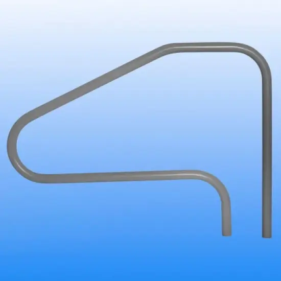 Saftron 48" x 32" Figure 4 Metal 4 Bend Outdoor In-Ground Swimming Pool Return to Deck Entry/Exit Handrail Accessory w/ Polymer Coating, Graphite Gray image {1}