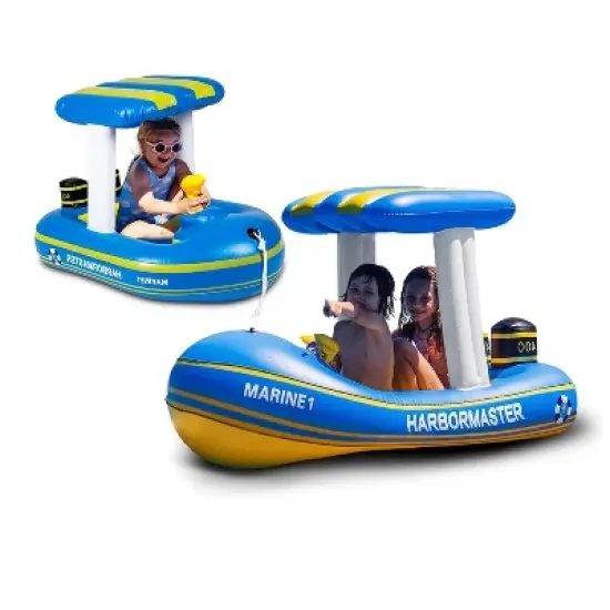 Zone Tech Inflatable Pool Floats &ndash; 2 Sizes Harbor Master Inflatable Boat Pool Float Ride On with Water Toy Squirter , Pool Raft for Kids and Toddler image {11}