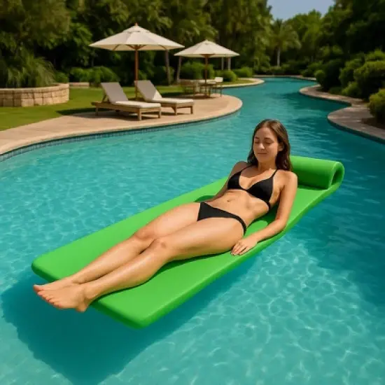 California Sun Luxury Vinyl-Dipped Pool Float with Built-in Pillow &ndash; Soft Closed-Cell Foam Lounger for Adults, Unsinkable Water Mat image {14}