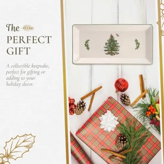 Spode Christmas Tree 14-Inch Rectangular Sandwich Tray, Porcelain Serving Platter - Tableware with Festive Charm, Dishwasher, Microwave, Freezer Safe image {6}