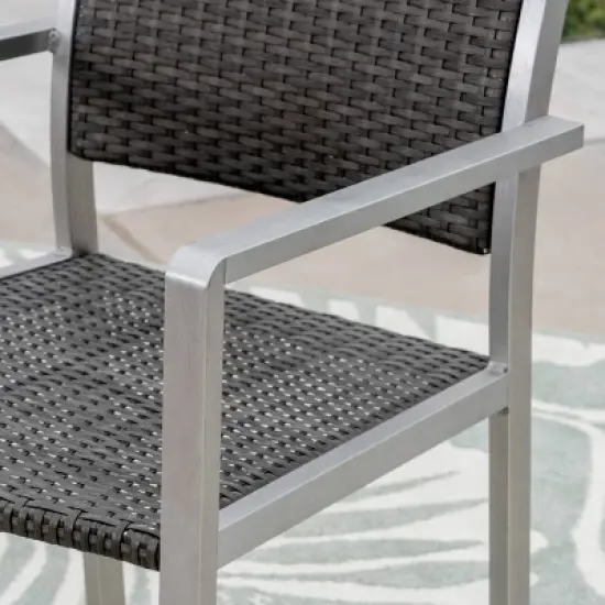 Cape Coral 11pc Aluminum Patio Collection - Silver/Natural/Khaki - Christopher Knight Home image {2}