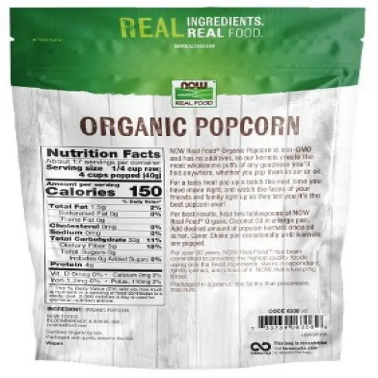 Popcorn Organic Non-GE by Now Foods  -  24 oz Popcorn image {1}