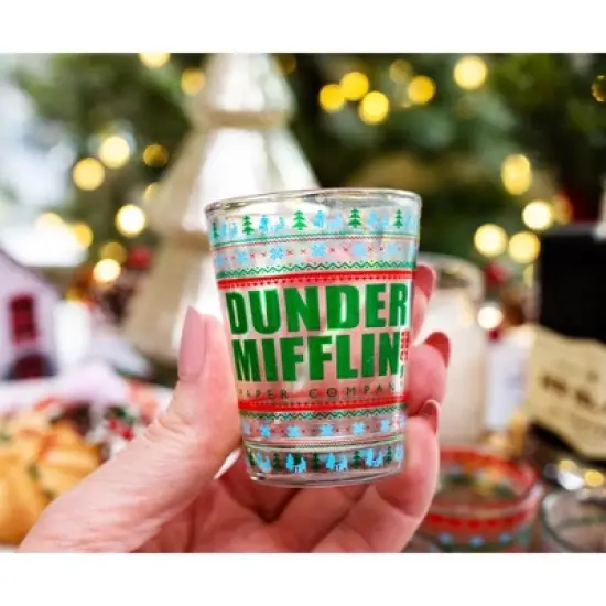 Silver Buffalo The Office Dunder Mifflin Holiday 1.5-Ounce Mini Shot Glasses | Set of 4 image {3}