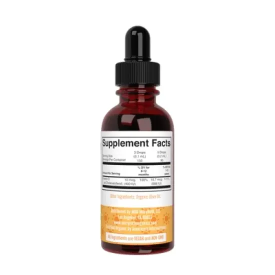 MaryRuth's Infant & Toddler Vitamin D3 Drops, Unflavored, Org, 0.5 oz image {2}