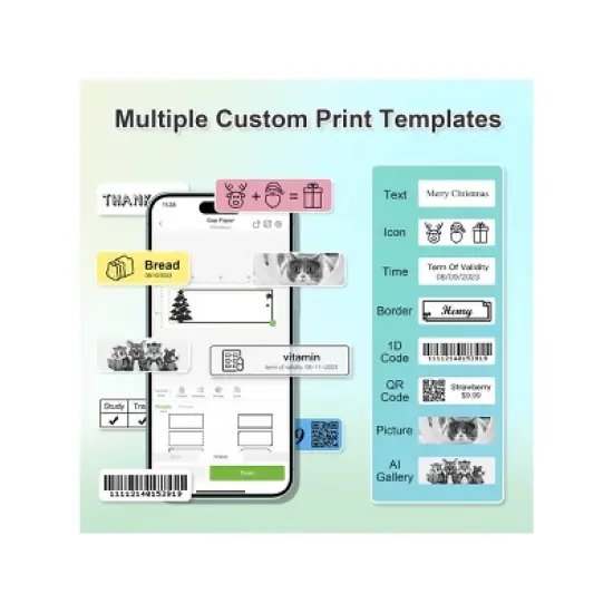 Nelko P21 Bluetooth Label Printer Black 14x40mm 100pc Roll and 14x40mm 180pc Roll image {3}