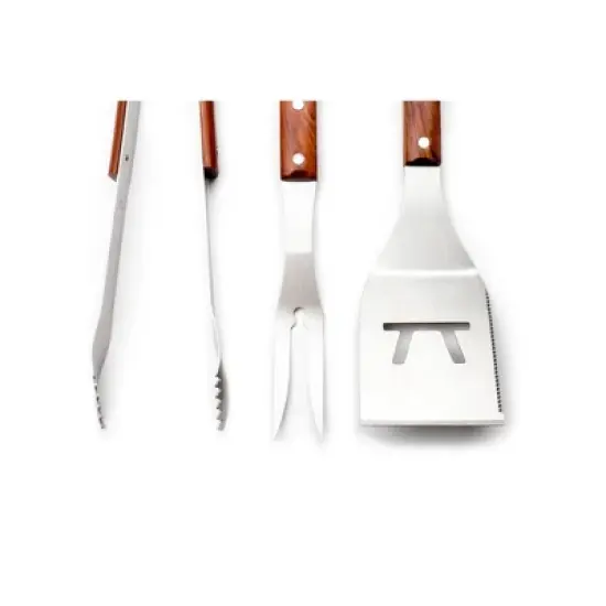 3pc Rosewood Tool Set - Outset: Stainless Steel BBQ Utensils, Ergonomic Handles, Outdoor Cooking Accessories image {2}
