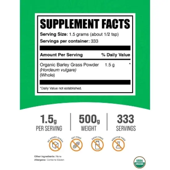 BulkSupplements Organic Barley Grass Powder image {1}