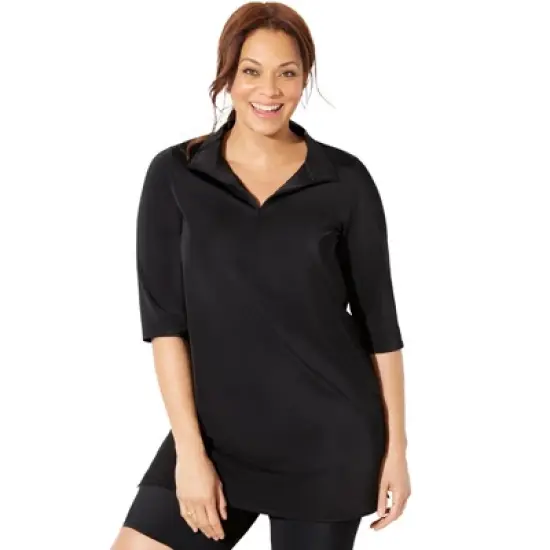 Swimsuits for All Women&rsquo;s Plus Size Sun Resistant Quarter Zip Swim Top image {4}