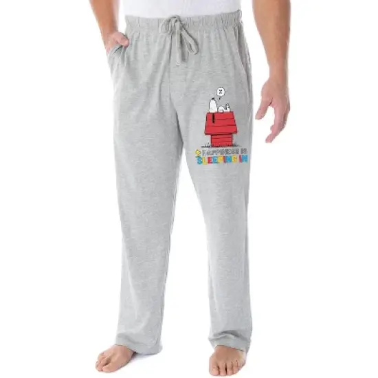 Peanuts Adult Snoopy Sleeping In Character Loungewear Sleep Pajama Pants Heather Grey image {3}