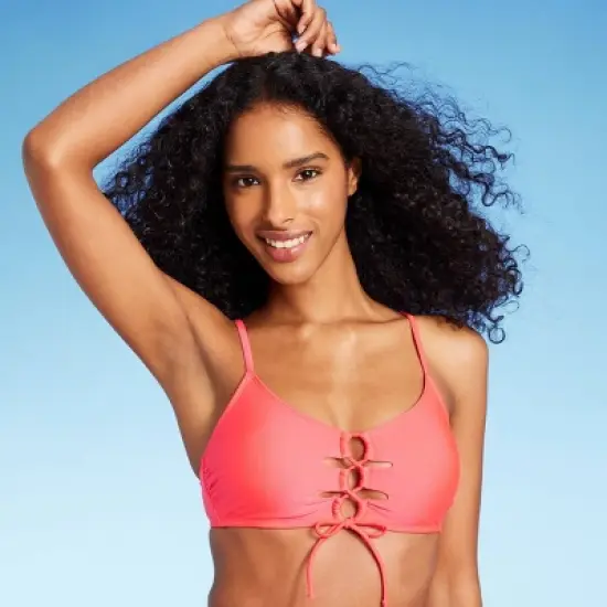 Women's Lace-Up Bralette Bikini Top - Shade & Shore&trade; Pink image {2}