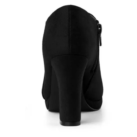 Allegra K Women's Platform Round Toe Chunky Heel Ankle Booties image {3}