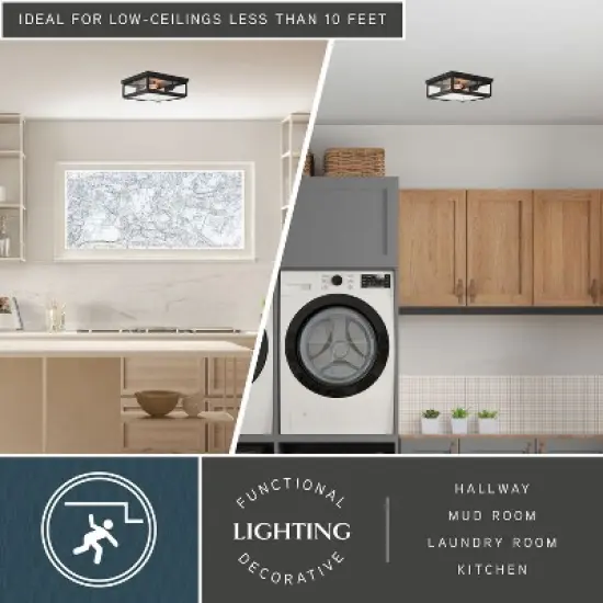 VAXCEL Kinzie Outdoor Square Flush Mount Ceiling Light with Clear Glass image {2}