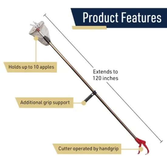 Kings County Tools 10ft Fruit Picker Pole with Bag image {1}