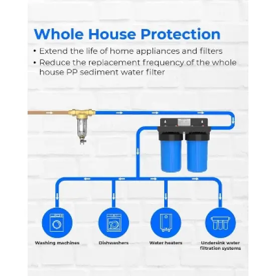 Waterdrop Spin Down Sediment Filter, Backwash Whole House Water Filter System for Well Water, 40-50 Micron, 1" MNPT + 3/4" FNPT + 3/4" MNPT image {8}
