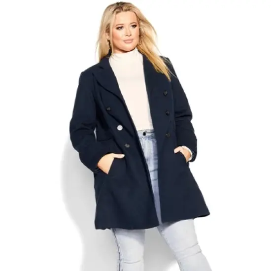 Women's Plus Size Military Coat - navy | EVANS image {3}