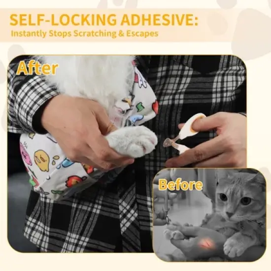 Unique Bargains Multifunctional Grooming Cat Wrap Yellow image {1}