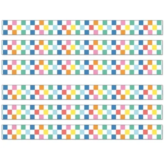 Carson Dellosa Education We Stick Together Checkered Rainbow Straight Bulletin Board Borders, 36 Feet Per Pack, 6 Packs image {4}