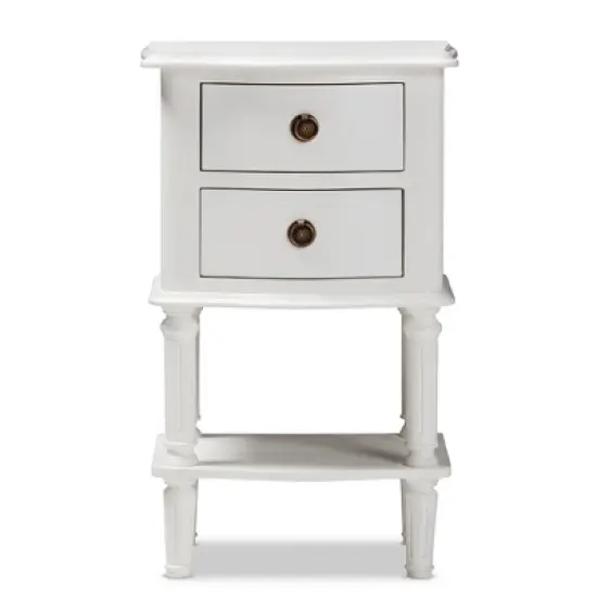 Audrey Finished 2 Drawer Nightstand White - Baxton Studio image {1}