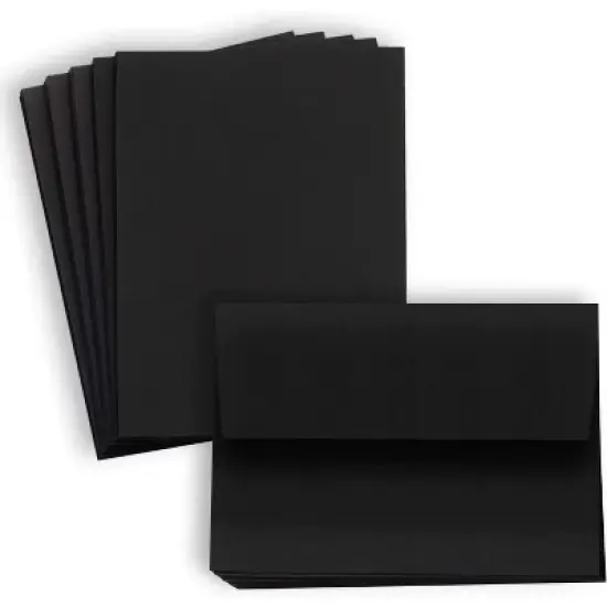 Hamilco Black Colored Cardstock Thick paper - with Envelopes - Flat 5 x 7" Heavy Weight 80 lb -100 Pack image {8}