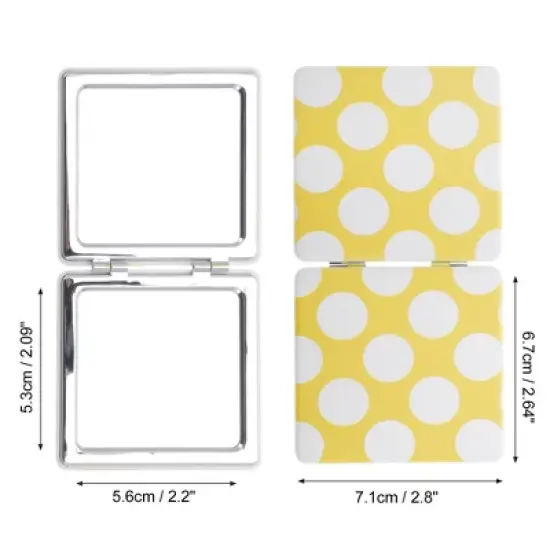 Unique Bargains Folding Makeup Mirror Yellow White 1 Pc image {1}
