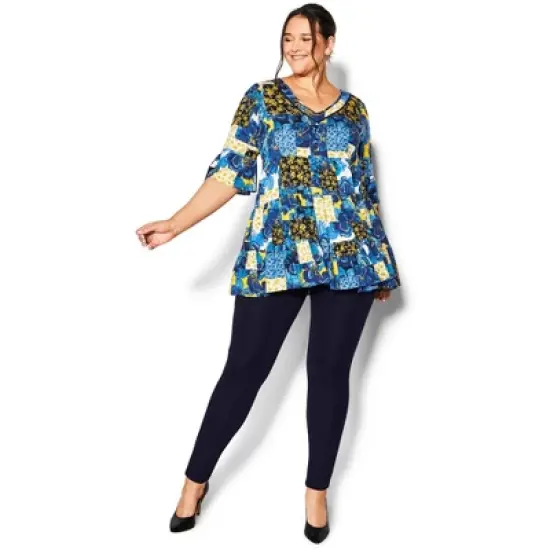 Women's Plus Size Pull On Ponte Pant Navy - regular | AVENUE image {4}