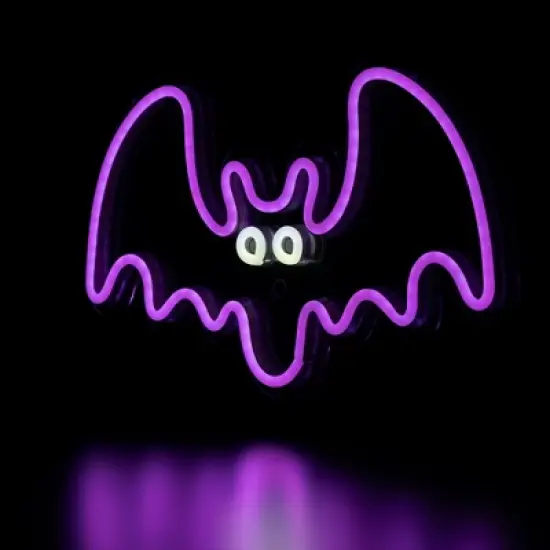 Northlight LED Bat Neon Lighted Halloween Wall or Window Decoration - 15" - Purple image {3}