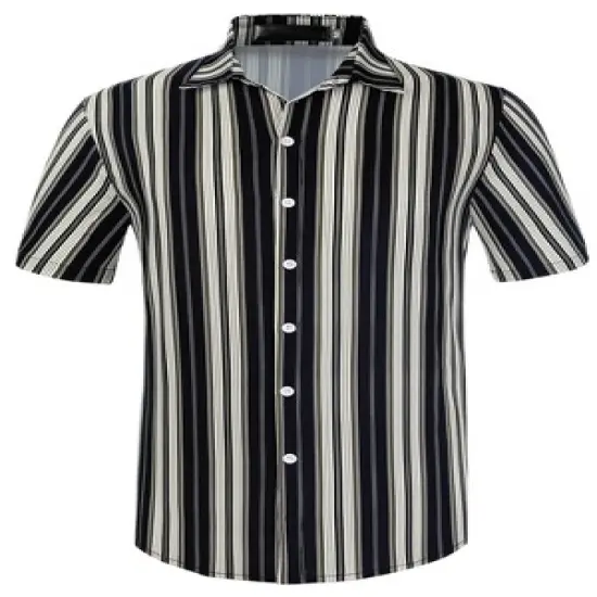 Lars Amadeus Men's Summer Striped Shirt Short Sleeves Casual Button Down Beach Shirts image {7}