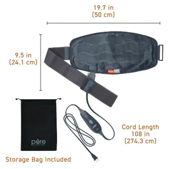 Pure Enrichment Pure Relief Pro Far Infrared Universal Heat Wrap - 19.7" x 9.5" - Iron Gray image {5}