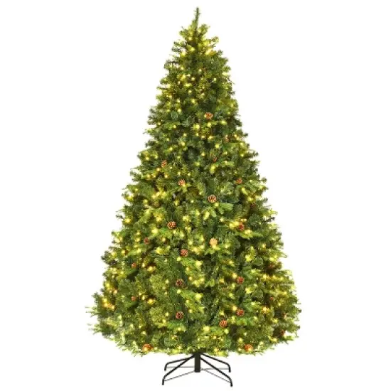 Costway 7Ft/7.5FT/8FT Pre-Lit Christmas Tree Hinged 460/540/600 Lights image {11}