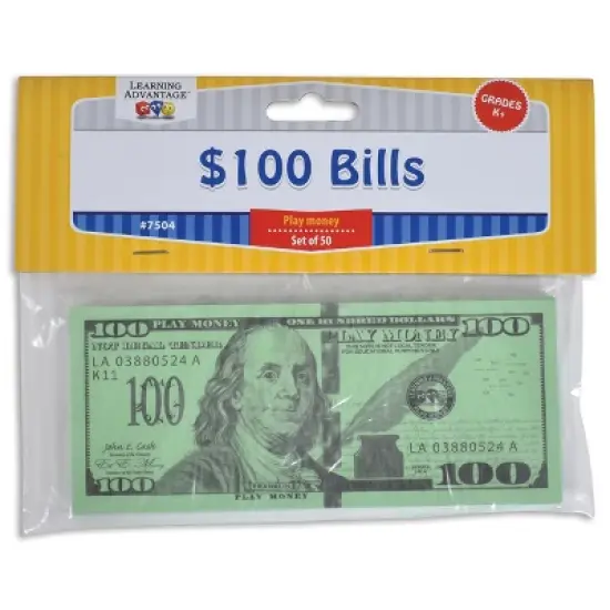 Learning Advantage One Hundred Dollar Play Bills, Set of 50 image {6}