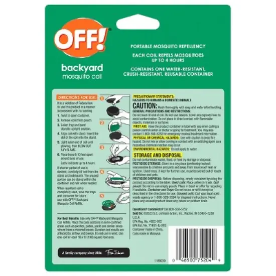 OFF! Mosquito Repellent Outdoor Coil Starter Kit - 100 Sq Ft Coverage, 4hr Duration image {10}