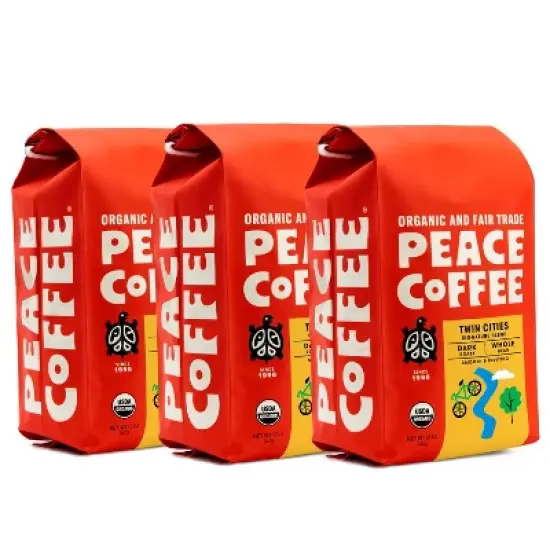 Peace Coffee Twin Cities Dark Roast Whole Bean Coffee - 36oz/3ct image {1}