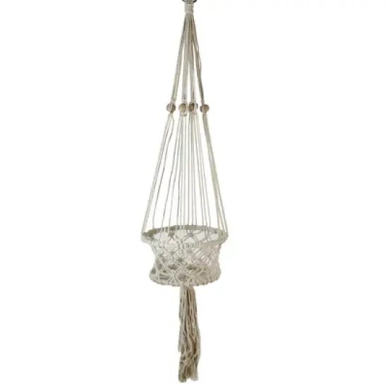 Northlight 43" Lattice Pattern Macrame Indoor Planter Hanger - White image {1}