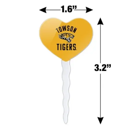 Towson University Tigers Heart Love Cupcake Picks Toppers Decoration Set of 6 image {5}