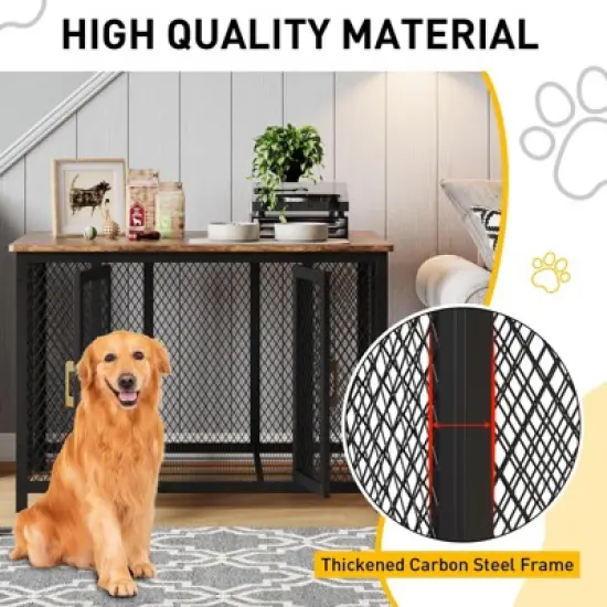 48 Inch Heavy Duty Dog Crate Furniture, Large Dog Kennel for Small, Medium and Large Dogs, Wooden Dog Cage Furniture with Waterproof Top image {4}