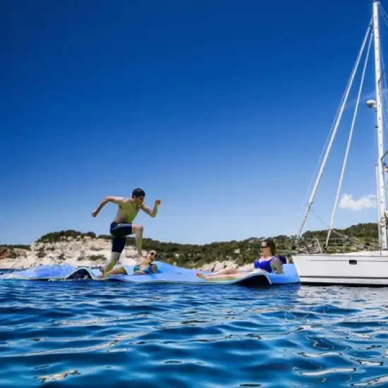 Costway 3-Layer Floating Water Pad 12' x 6' Floating Oasis Foam Mat Orange\Blue\Green image {2}