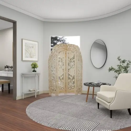 Eclectic Wood Room Divider Screen White - Olivia & May image {11}
