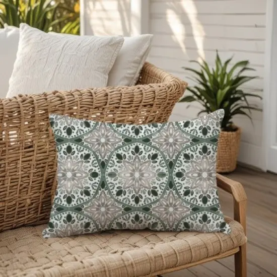 Creative Products Faded Gray Green Medallions 14x20 Indoor / Outdoor Pillow image {5}