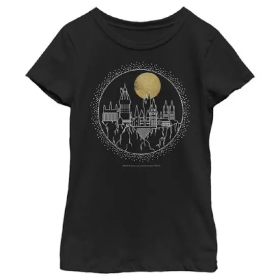 Girl's Harry Potter Hogwarts Line Art Moonrise T-Shirt image {3}