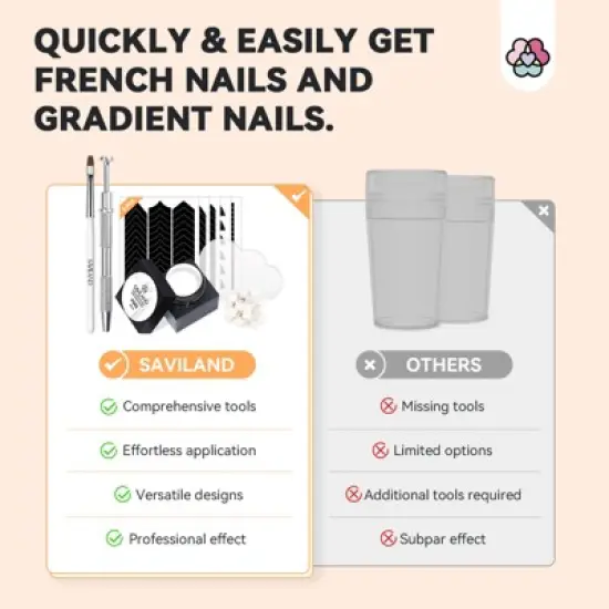 SAVILAND Soft Nail Sponges for Ombre: Gradient Nail Art Sponges with Grabbing Pen, Easy French Tip Stickers for Beginner image {4}