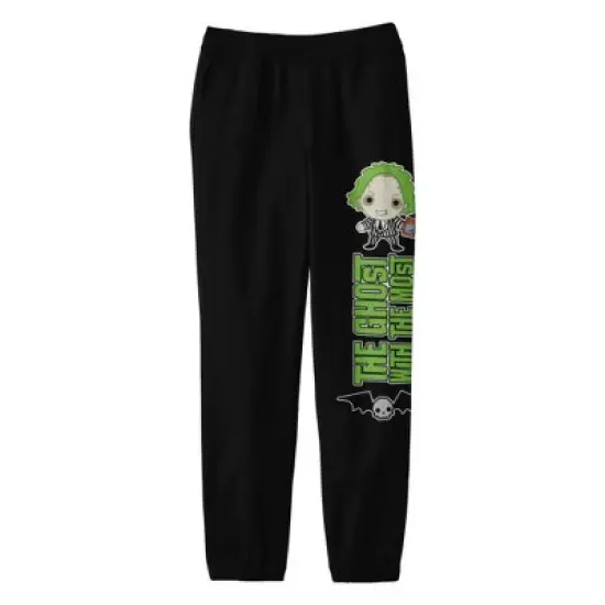 Beetlejuice Chibi Ghost With the Most Youth Black Graphic Sweatpants image {5}