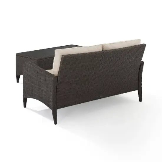Kiawah 2pc Wicker Patio Seating Set - Sand - Crosley image {2}
