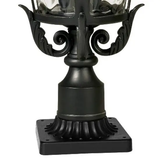 John Timberland Casa Marseille Vintage Outdoor Post Light Textured Black with Pier Mount 29" Clear Hammered Glass for Exterior Barn Deck House Porch image {3}