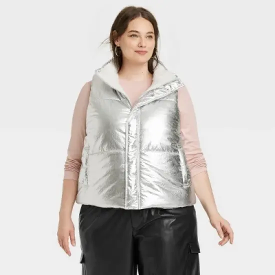 Women's Fur Lined Puffer Vest - A New Day&trade; image {5}