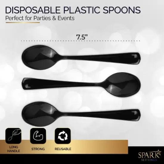 Plastic Spoons Disposable 50 Pack, Heavy Duty Plastic Silverware, Plastic Cutlery Ideal for Hot and Cold Food, Plastic Utensils - SparkSettings image {1}