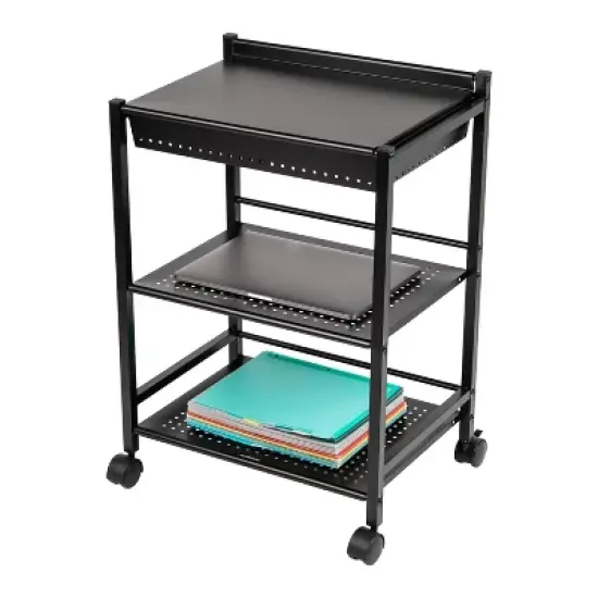 Mind Reader 3-Tier Cart with Covered Compartment Organizer Metal image {6}