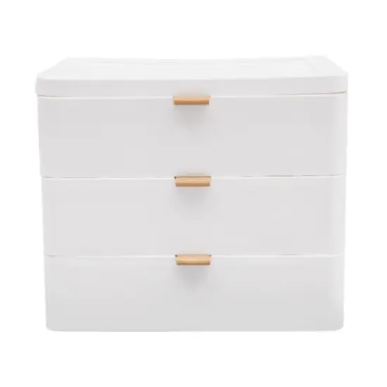 YIYIBYUS Desktop Storage Box, Desk Organizer with Drawer, White image {5}
