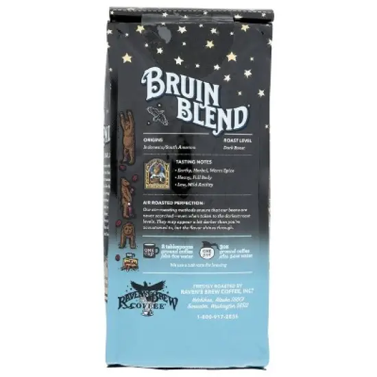 Raven's Brew Grin & Bear It Bruin Blend Full City Roast Dark Roast Whole Bean Coffee - 12oz image {3}