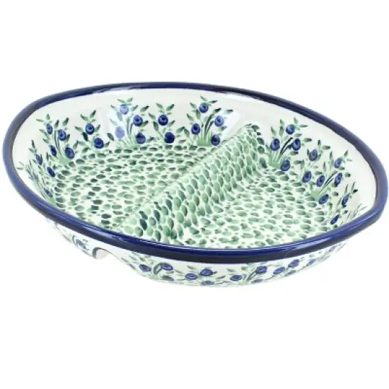 Blue Rose Polish Pottery 1216 Zaklady Large Divided Dish image {2}